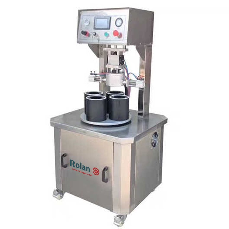 Semi-automatic 4 Heads Glass Plastic Metal Jar Bottle Cans Vacuum Capping Sealing Machine Rolan ⚙