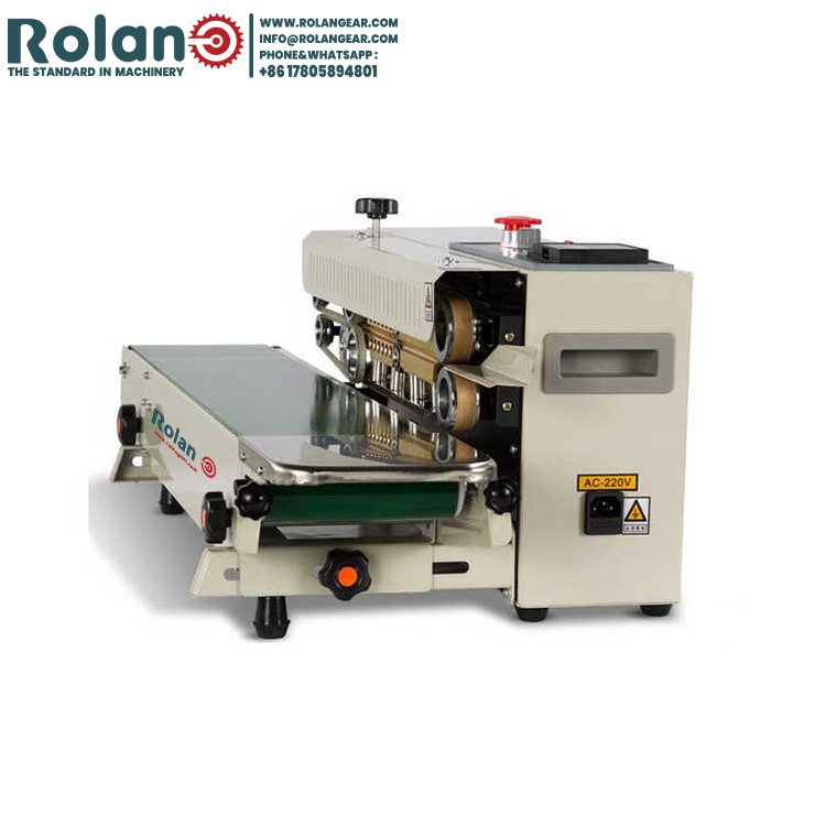 آلة غلق الأكياس البلاستيكية المستمرة المصنوعة من الفولاذ المقاوم للصدأ من رولان ⚙