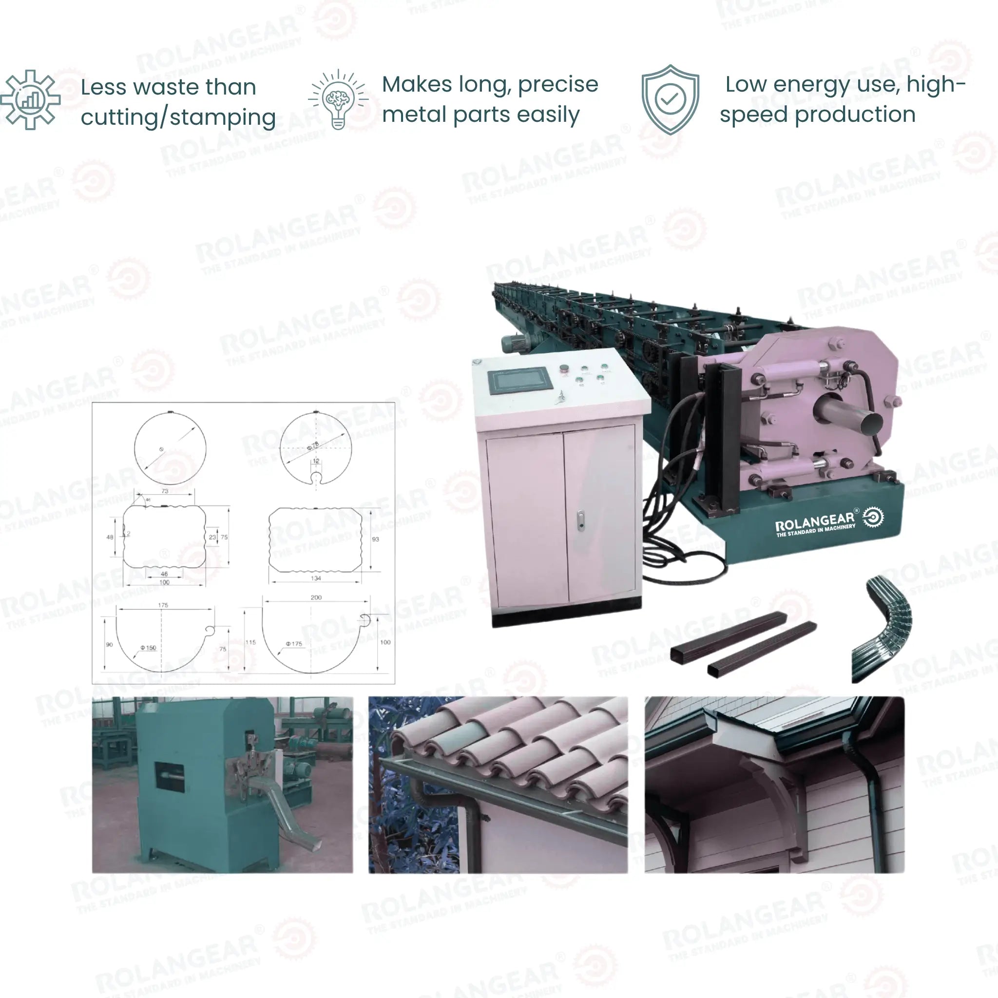 RGT-556F Downspout Gutter Roll Forming System with Bending Machine