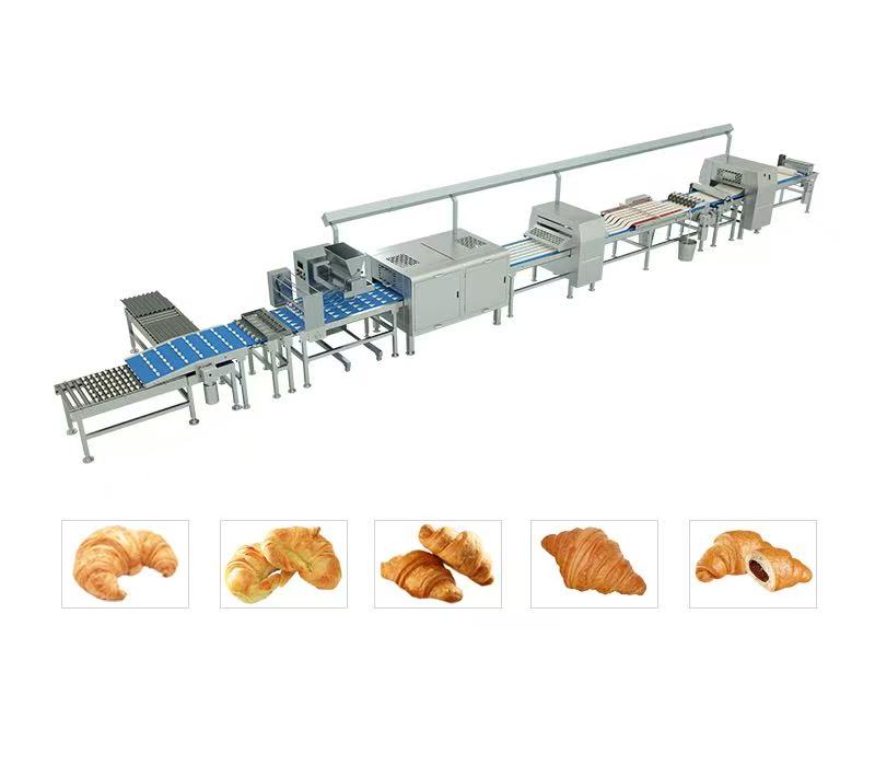 Complete croissant production line overview — industrial bakery equipment