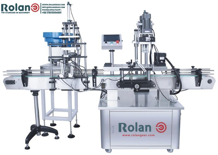 Automatically drop the lid+ Automatic conveyor lid +Automatic capping  machines Rolan ⚙
